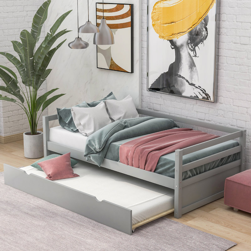Emele Twin Daybed with Trundle, Gray