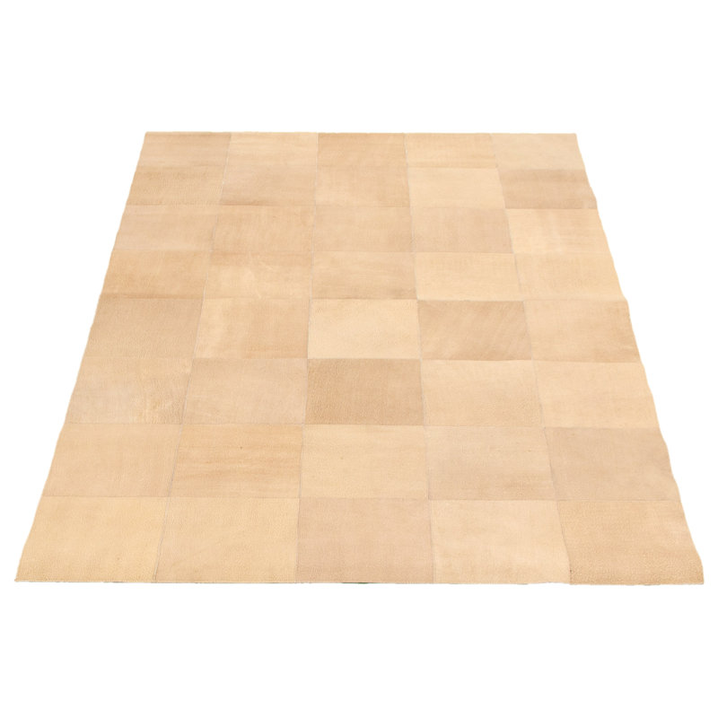 Tapis géométrique en cuir brun clair fabriqué à la main