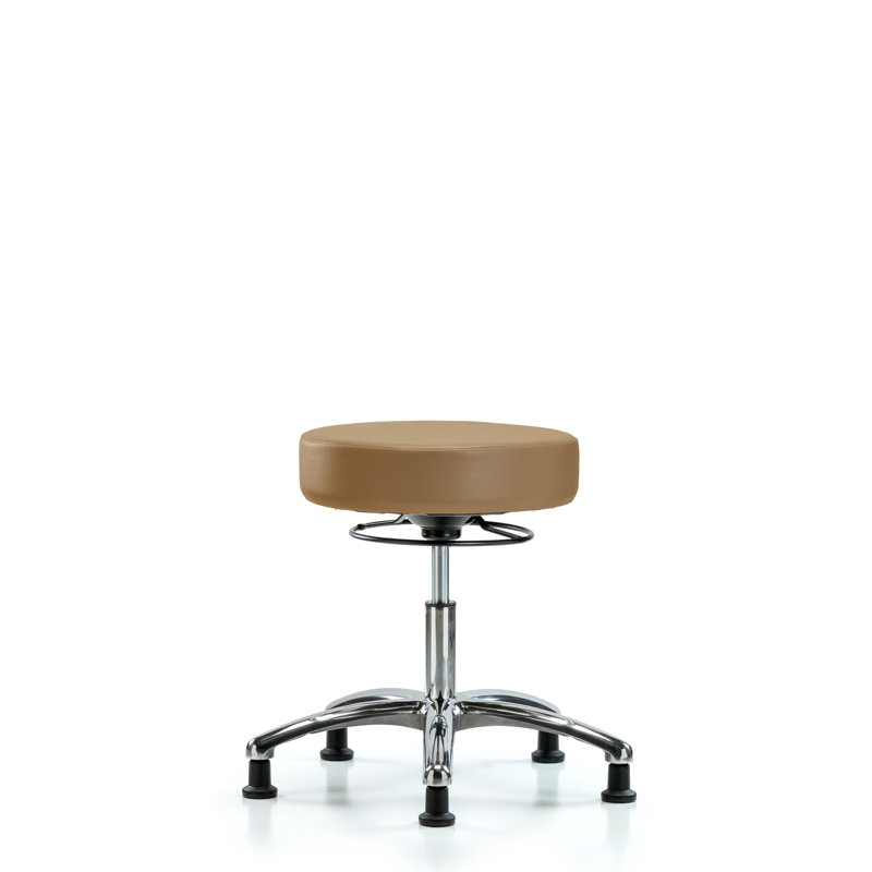 Adjustable Height Ergonomic Lab Stool, Taupe Vinyl, Glides