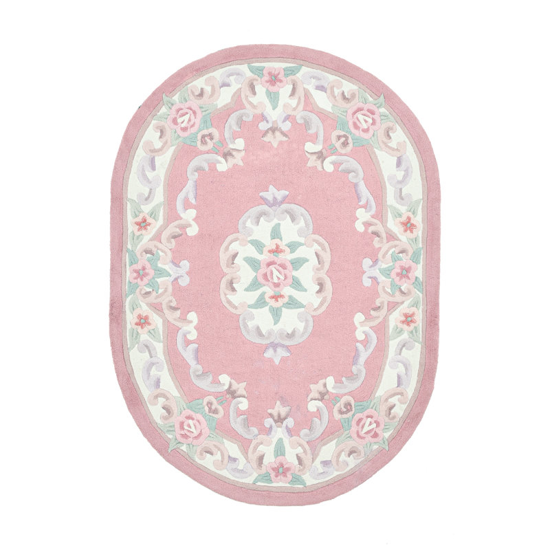 Handmade Costilla Rug In Pink, Oval 190 x 290cm