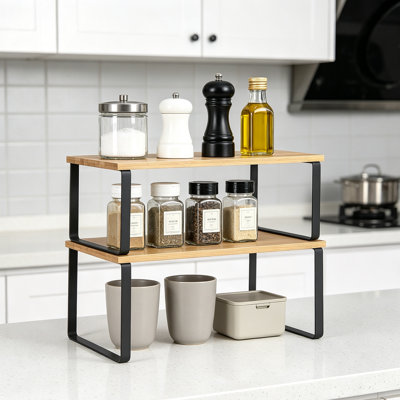Versatile Kitchen Shelf Organizers - Stackable & Expandable 2-Pack