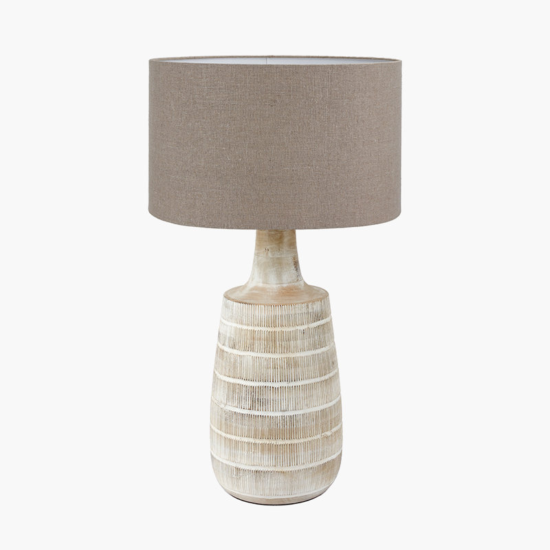 Wood Table Lamp, Beige, 27.56" H x 15.75" W x 15.75" D