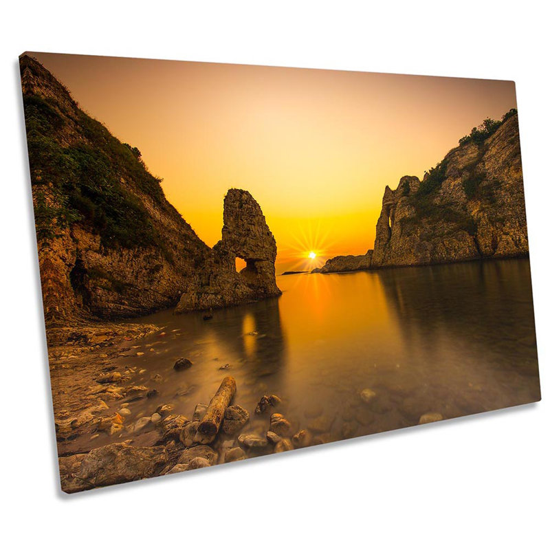 Rocky Beach Sunset Turkey - Wrapped Canvas Print, 50.8cm H x  76.2cm W