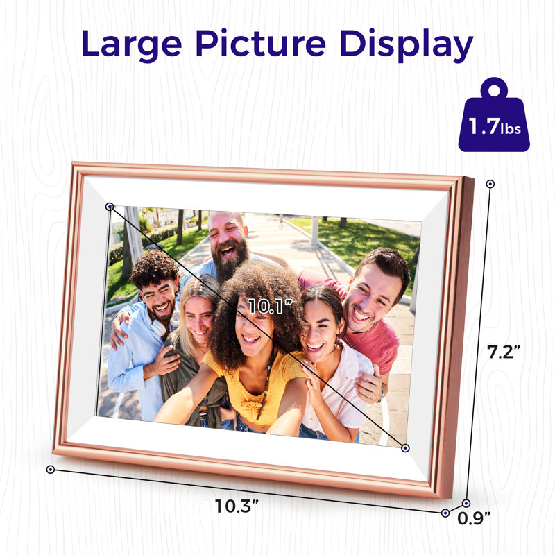 ELIME 10.1 Inch Rose Gold Aluminum WiFi Digital Picture Frame