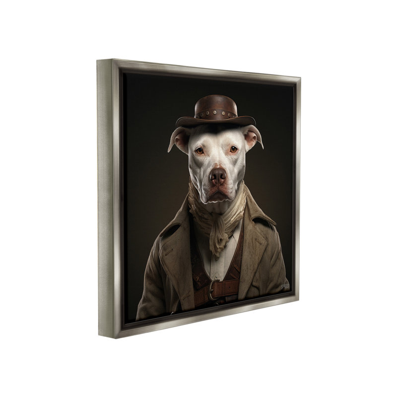 "Vintage Fashion Pit Bull" par RB sur toile, Cadre flottant gris lustré, H 25 po x l 25 po