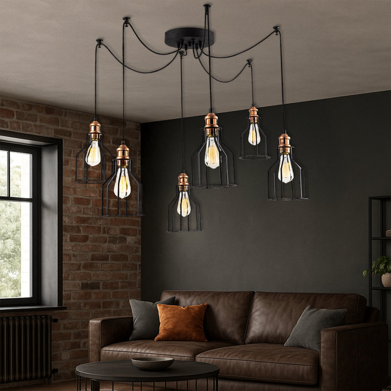 Lustre en métal à hauteur réglable 6 lumières