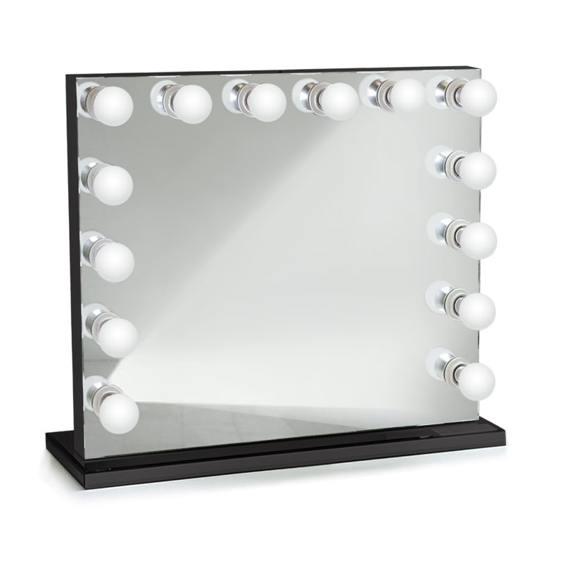 Miroir de maquillage/rasage illuminé Rowena, Noir, 25 po x 31 po