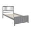 Structure de lit plateforme simple en bois massif avec tête de lit et pied de lit, design classique gris, aucun sommier tapissier requis