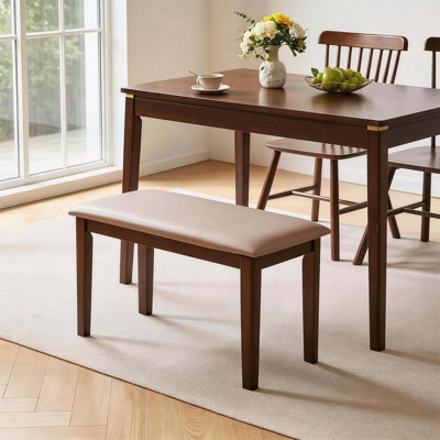 Banc avec cadre en bois massif avec coussin en tissu technique doux et respirant, tabouret de ferme robuste, meubles polyvalents pour salle à manger, entrée, chambre à coucher, salon et appartement