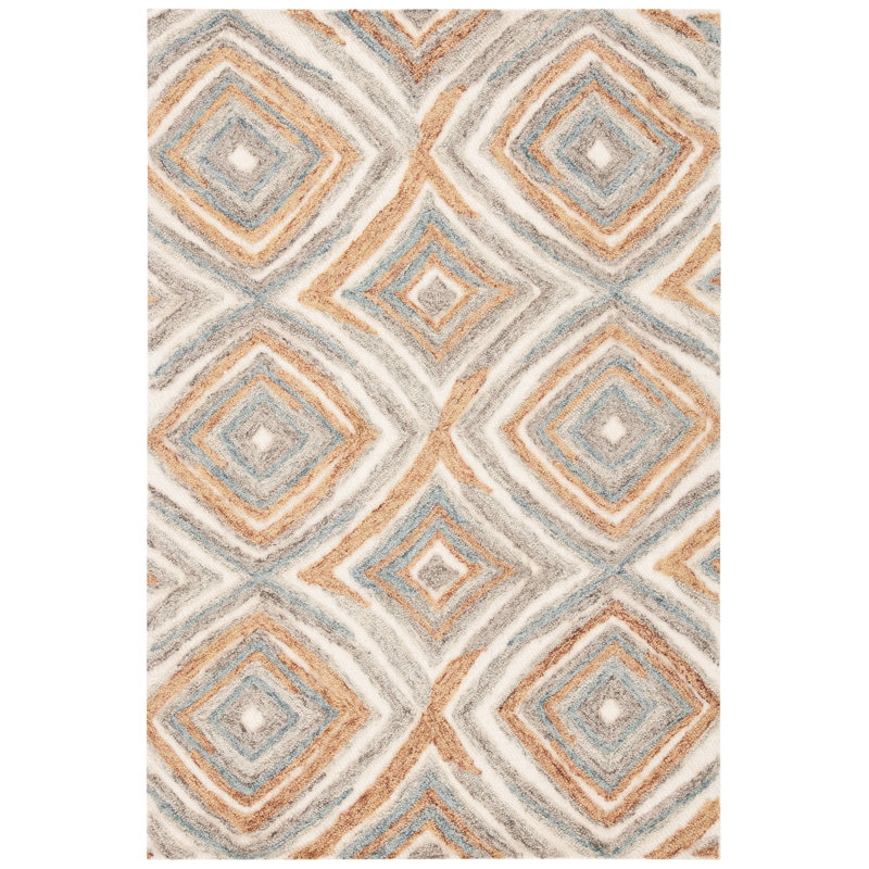 Prower Kilim Hand Tufted Wool Geometric Rug, Rectangle 5' x 8'