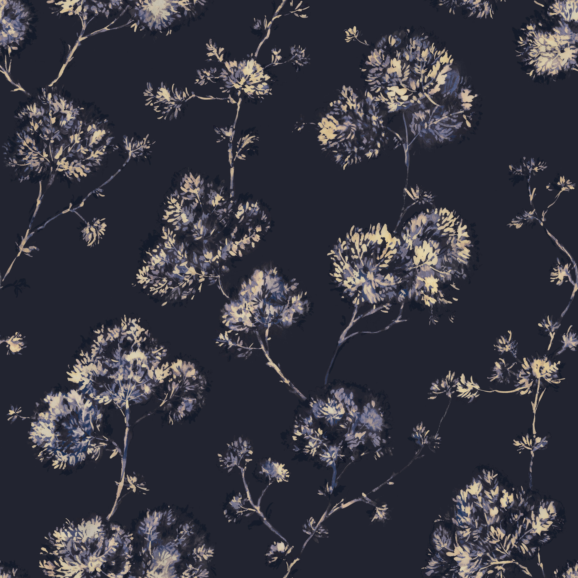 Sun-Bleached Floral Peel and Stick Wallpaper, Midnight