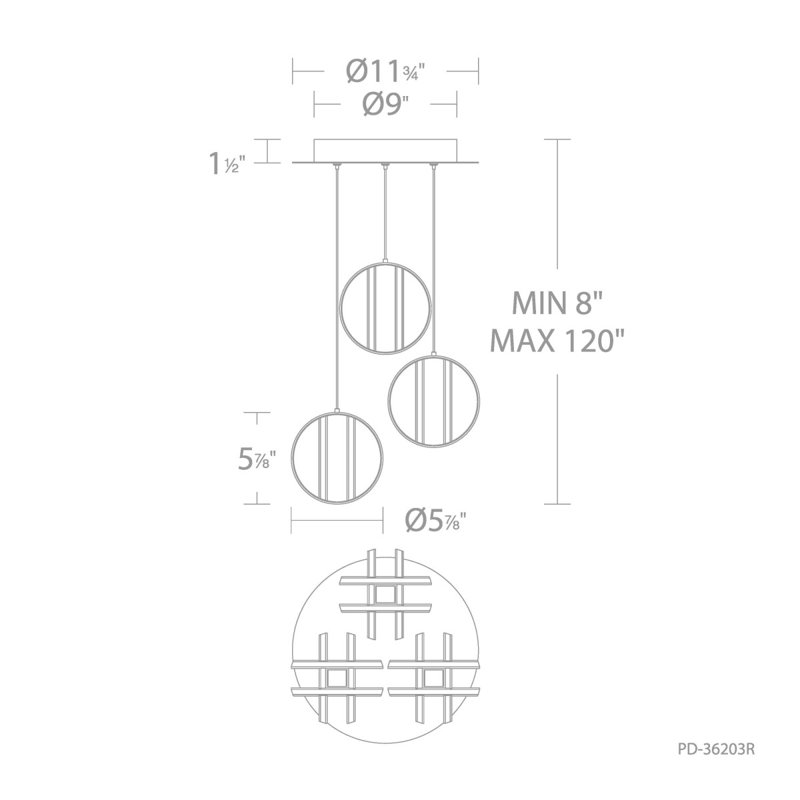 Carillion 3 - Light LED Pendant, Brushed Nickel