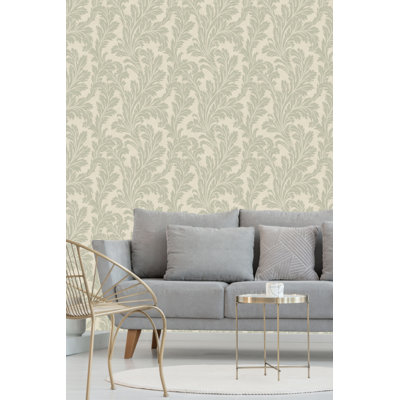 Embossed Acathus Leaf Print Non Woven Non-pasted Textured Wallpaper 57 Sq. Ft.