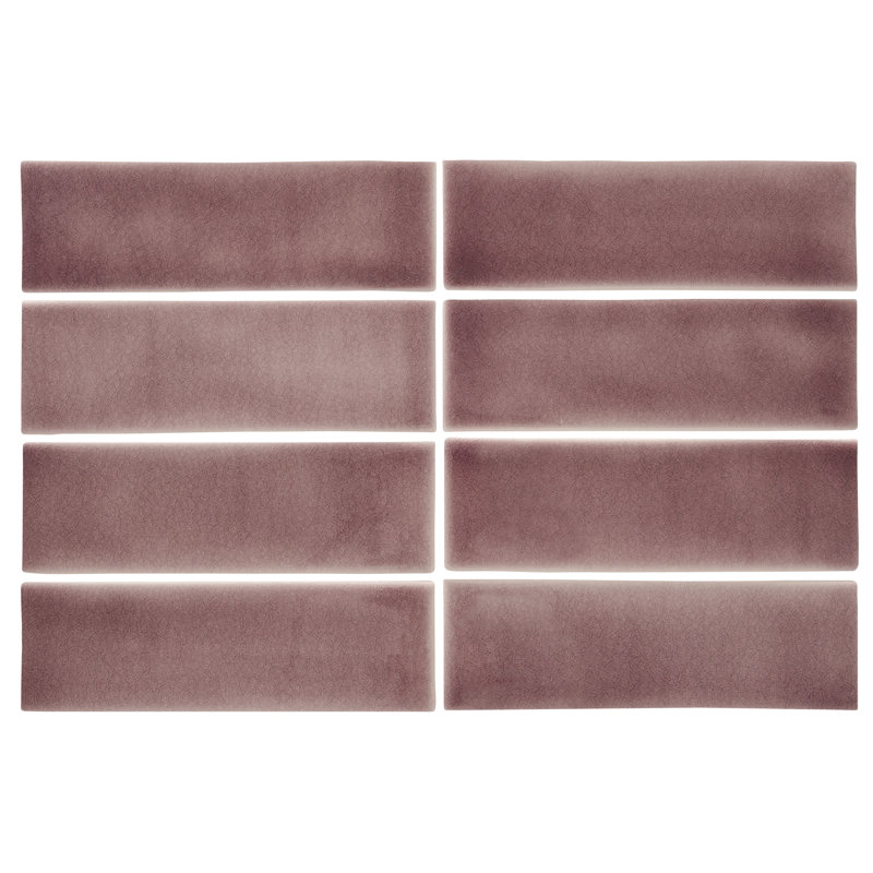 Crackle 2.5" x 8" Ceramic Stone Look Subway Wall Tile, Purple
