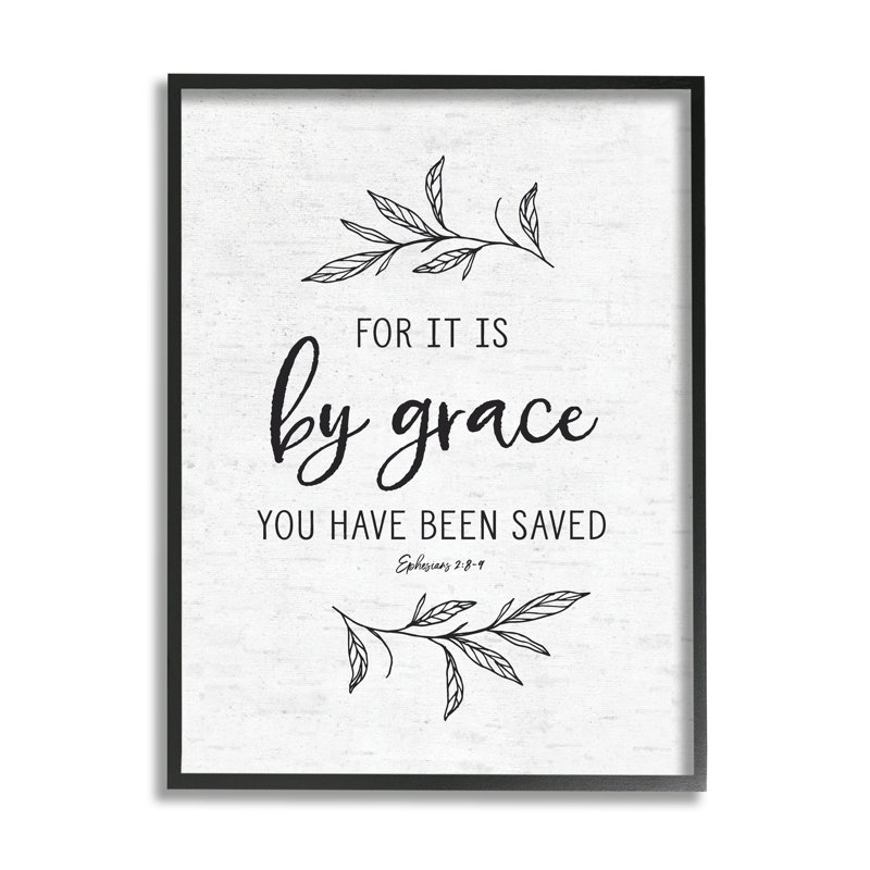 By Grace Spiritual Verse, Giclée encadrée noir minuit, H 14 po x l 11 po x P 1,5 po