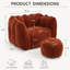 Pouf poire en chenille rouge-brun avec repose-pieds pour adultes - Grand pouf en mousse à mémoire de forme-261219409