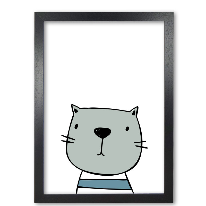 Cat - Painting, Black Grain Frame, 42 cm H x 30 cm W x 5 cm D