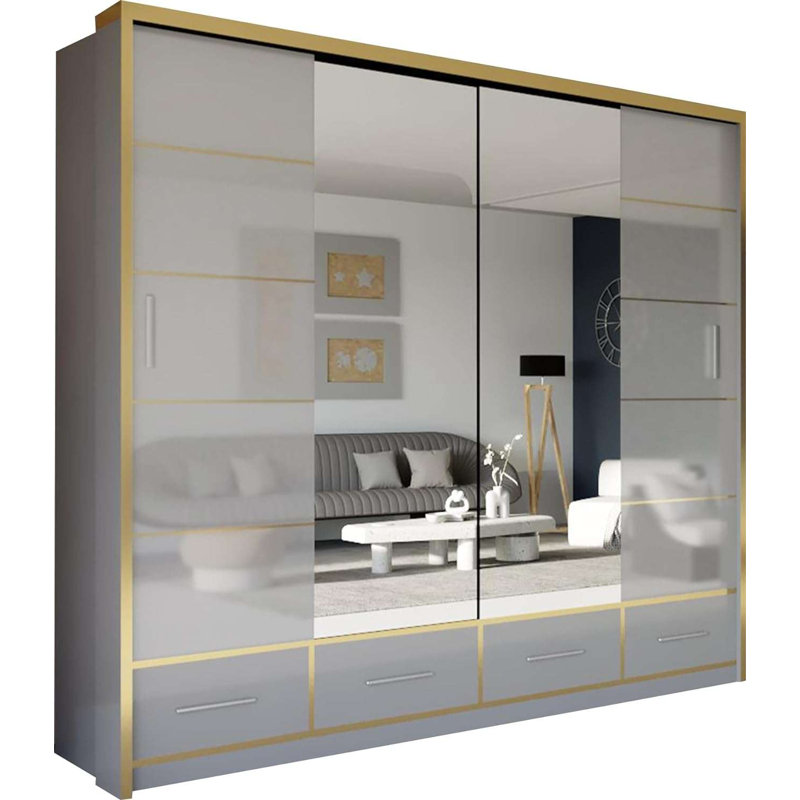 Beatson 2 Door Manufactured Wood Wardrobe, Gray