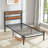 Abere (Set of 2) Twin Size Metal Platform Bed with Rustic Wood Headboard, No Box Spring Needed-916198900