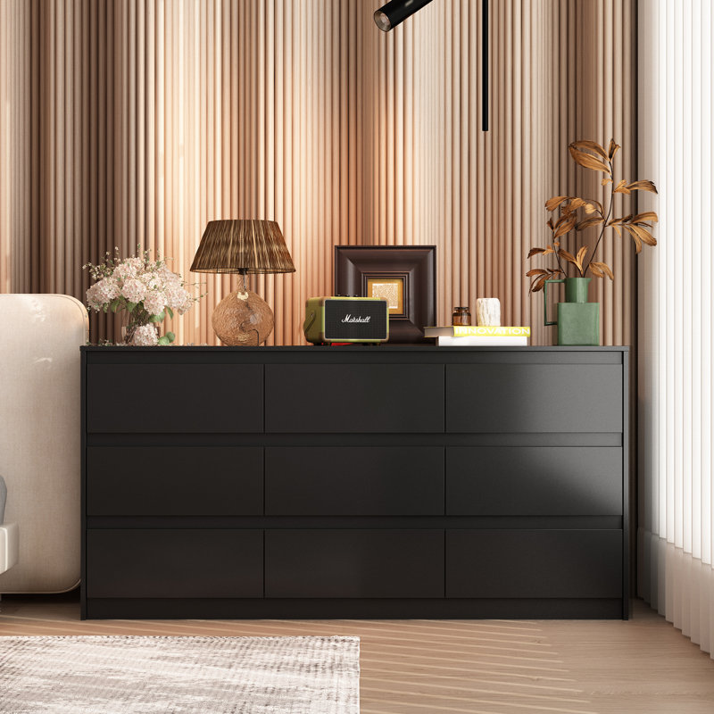 Khaliyl 63''W 9 - Drawer Dresser, Black
