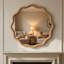 Miroir décoratif rond en bois naturel ondulé de 36 po de couleur bois naturel, pour chambre à coucher, salle de bain, salon, entrée-134381560-134381561