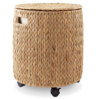 Rolling Storage Basket with Lid and Locking Wheels - Espresso Hyacinth