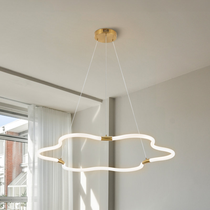 Lustre à intensité variable réglable contemporain en métal / acrylique 31,5 po Maristella, Brass Gold