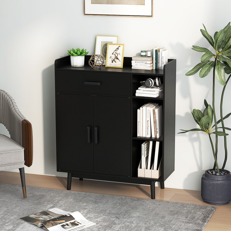  Armoire de rangement sur pied avec 1 tiroir, 2 portes et 3 tablettes