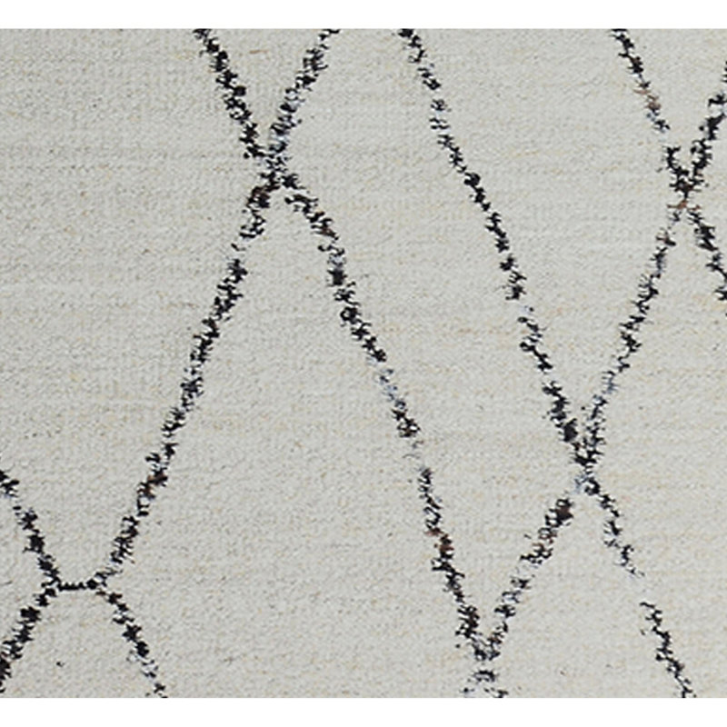 Nomad Hand Knotted Wool Geometric Area Rug, Rectangle 10' x 14', Black/White