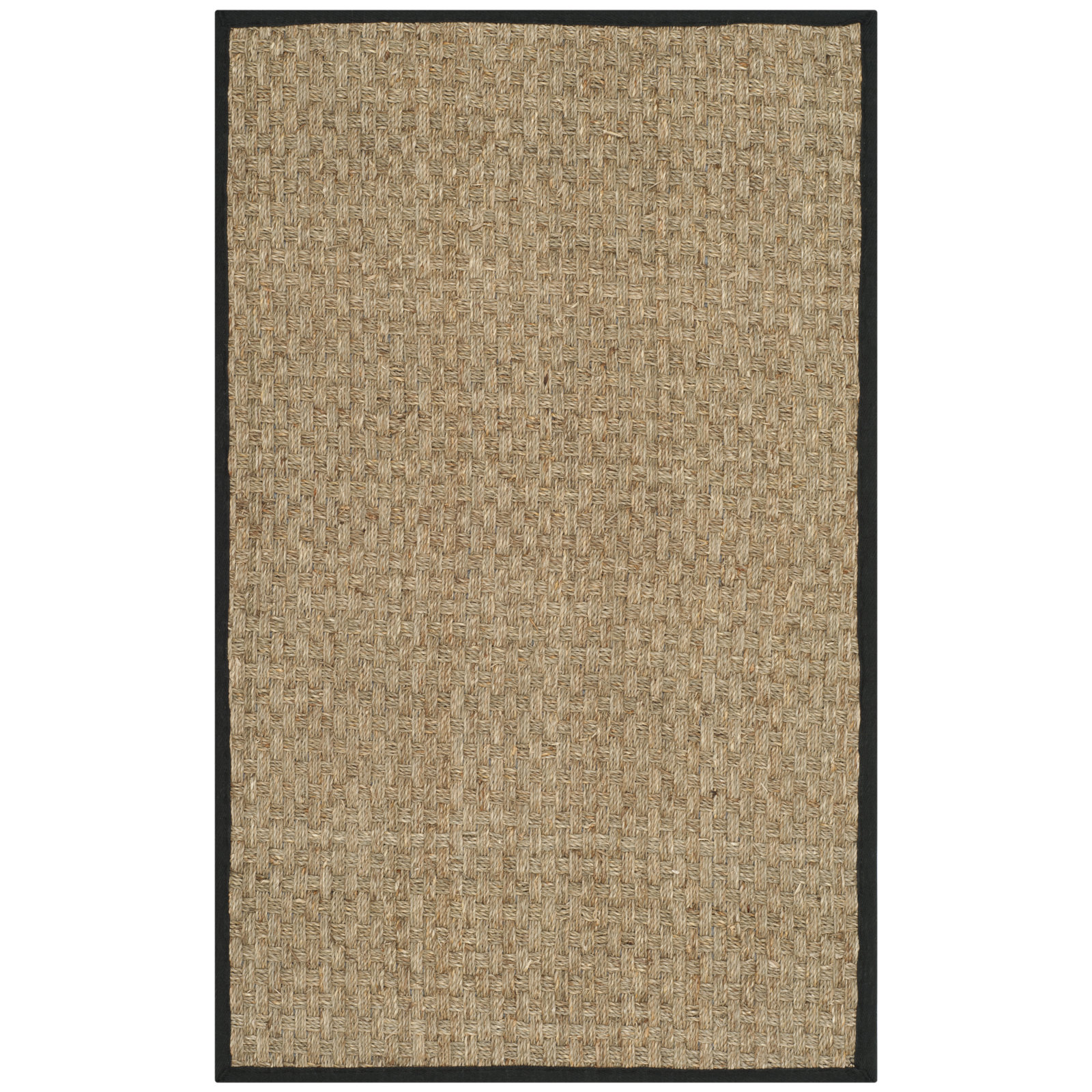 Natural Black Seagrass Rug, Rectangle 2'6" x 4'