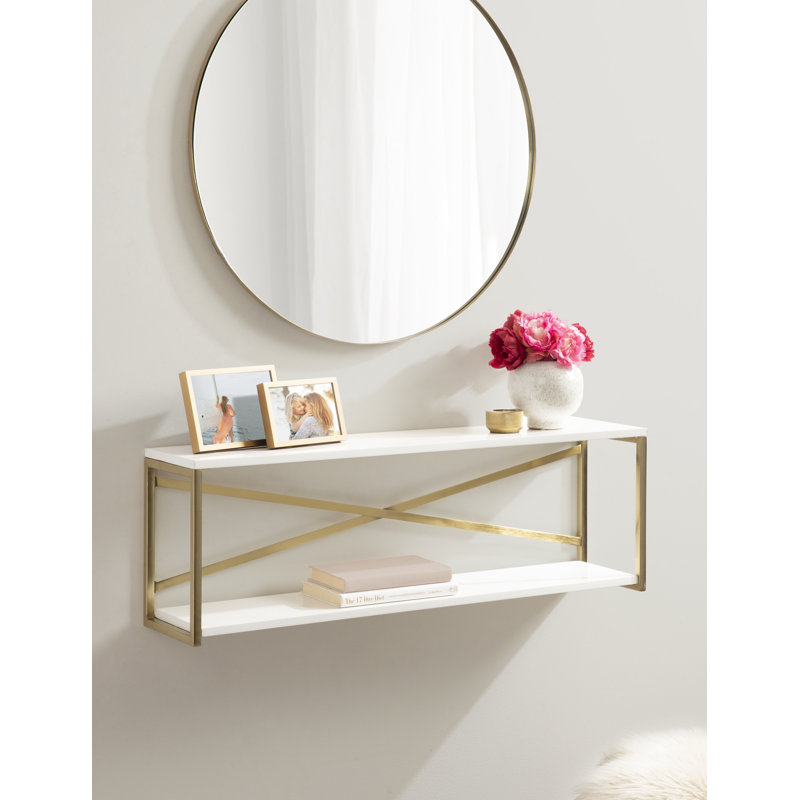 Naela Accent Shelf, White/Gold