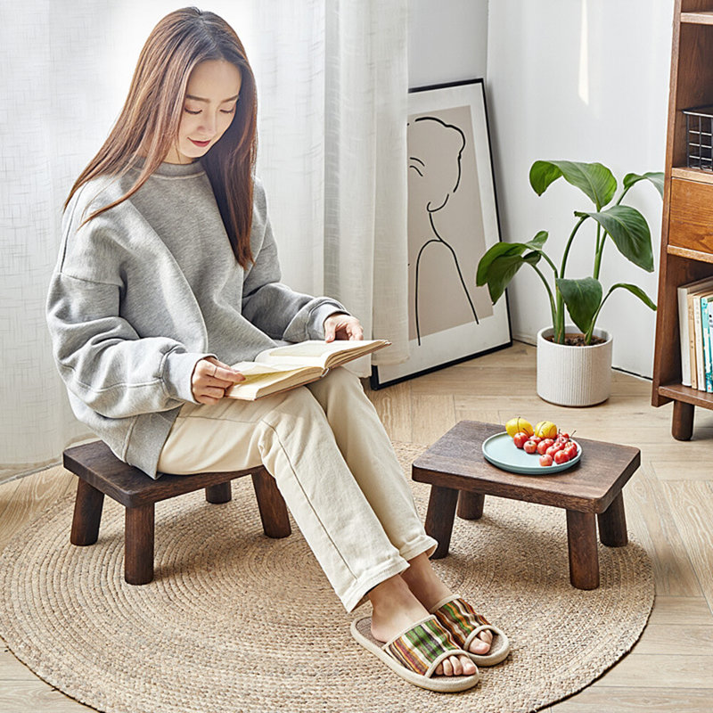Accent Stool, Natural Wood