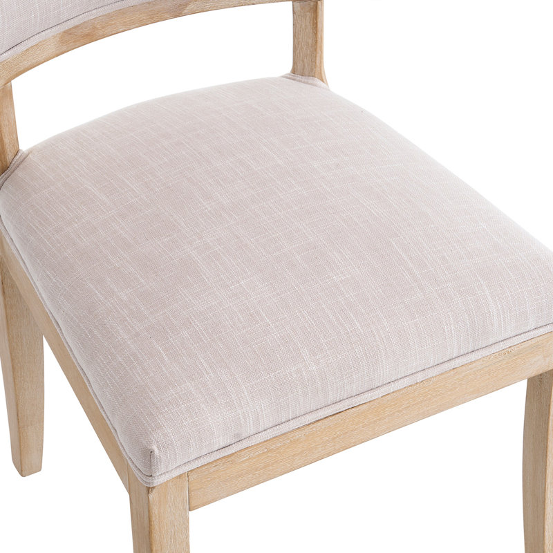 Single Modern Upholstered Linen Beige Dining Chair with 5.12" Thick Seat Cushion, Fully Assembled