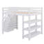 Lit mezzanine avec tablettes intégrées, escalier de rangement, garde-robe compacte et éclairage à DEL-2095695441