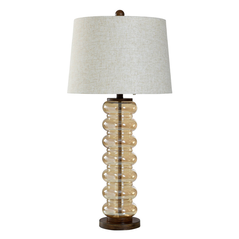 Seybert - Transitional Table Lamp - Amber Opulance - Shade, Light Oatmeal