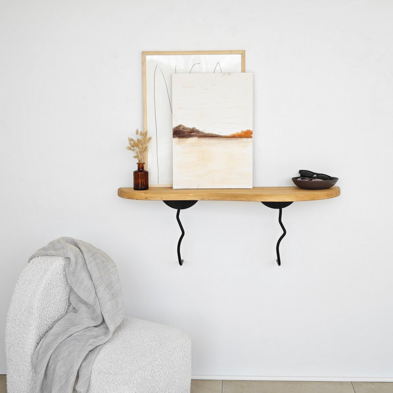 Locelso Wood Floating Shelf, 22cm H x 99cm W x 22cm D, Natural/Black