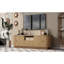 Meuble télé U-Can avec tablette ouverte, tiroir, armoires, rangement coulissant caché, coins arrondis, l 70,86 po