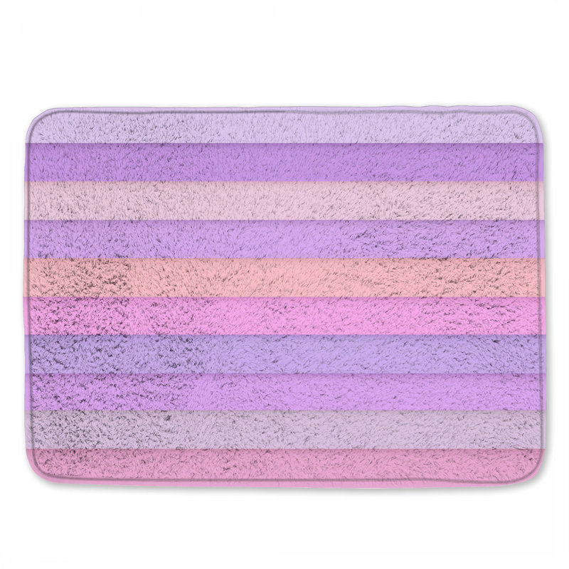 Tapis de bain rose à rayures mauves, L 34 po x L 21 po