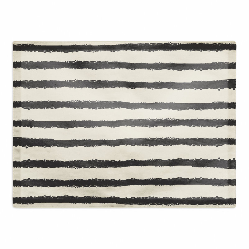 Bloomberg Cotton Striped Rectangle Placemat, White/Black