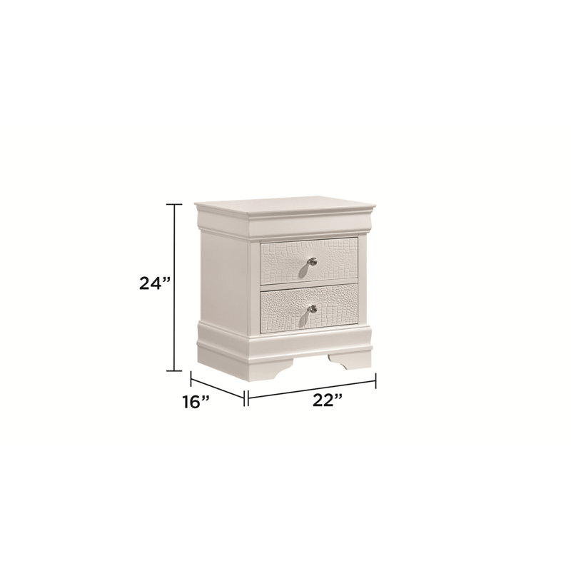 Table de chevet 2 tiroirs Blaze, Blanc
