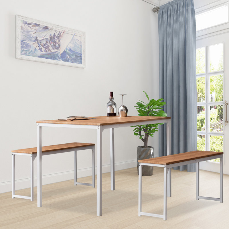 Ensemble repas pour 4 personnes Jenrri, Chêne, Blanc, Chêne / Blanc