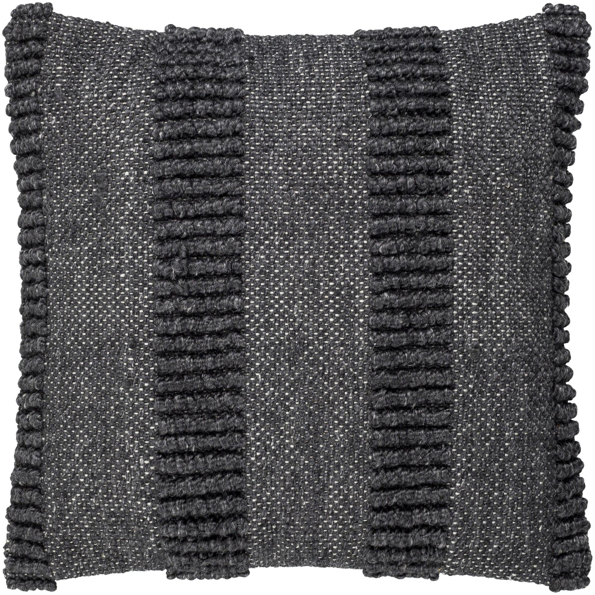 Fernan Striped Throw Pillow, Dark Gray, 18"H x 18"W, Polyester/Polyfill