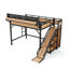 Lit mezzanine double avec glissade, rangement et fonctionnalités technologiques-553216627
