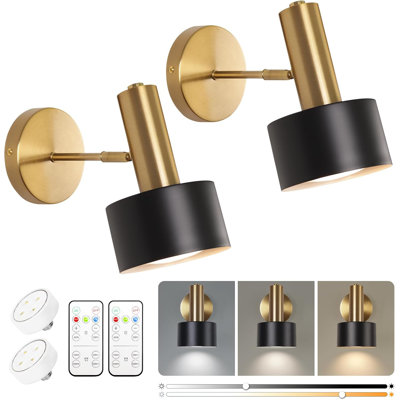 Battery Operated Wall Sconces Set Of 2, Modern Wireless Wall Lights With Remote Control, Adjustable Color Temperature And Brightness, Memory Function, Easy Installation For Bedroom, Living Room, Corridor