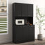 Armoire haute de 69,64 po pour la chambre à coucher en noir. 6 portes, 1 tablette ouverte, 1 grande armoire longue durée, 6 portes, 1 tiroir ouvert. Pièce fonctionnelle et attrayante-191552342