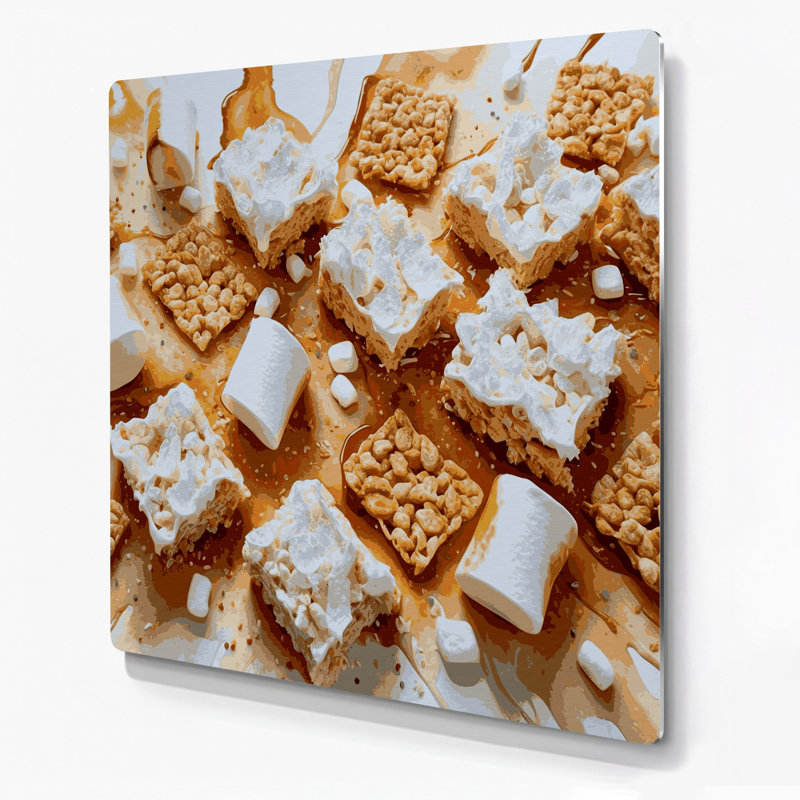 Desserts, riz, Krispies, friandises, art mural en métal gris, H 32 po x l 32 po