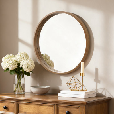 Miroir mural rond à cadre en bois - cadre épais de 2,5 pouces