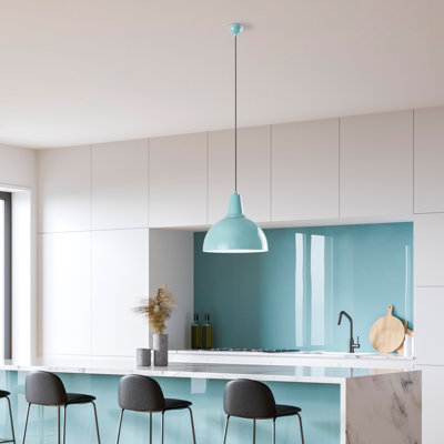 Elegant Turquoise Chandelier, Adjustable Height 12 - 47.6 Inches | Metal Body, Ø11.8 x 2.8 Inches Base Plate | Max 40W E27 Socket (Bulb Not Included) | Stylish Lighting for Living Room, Dining Area & More