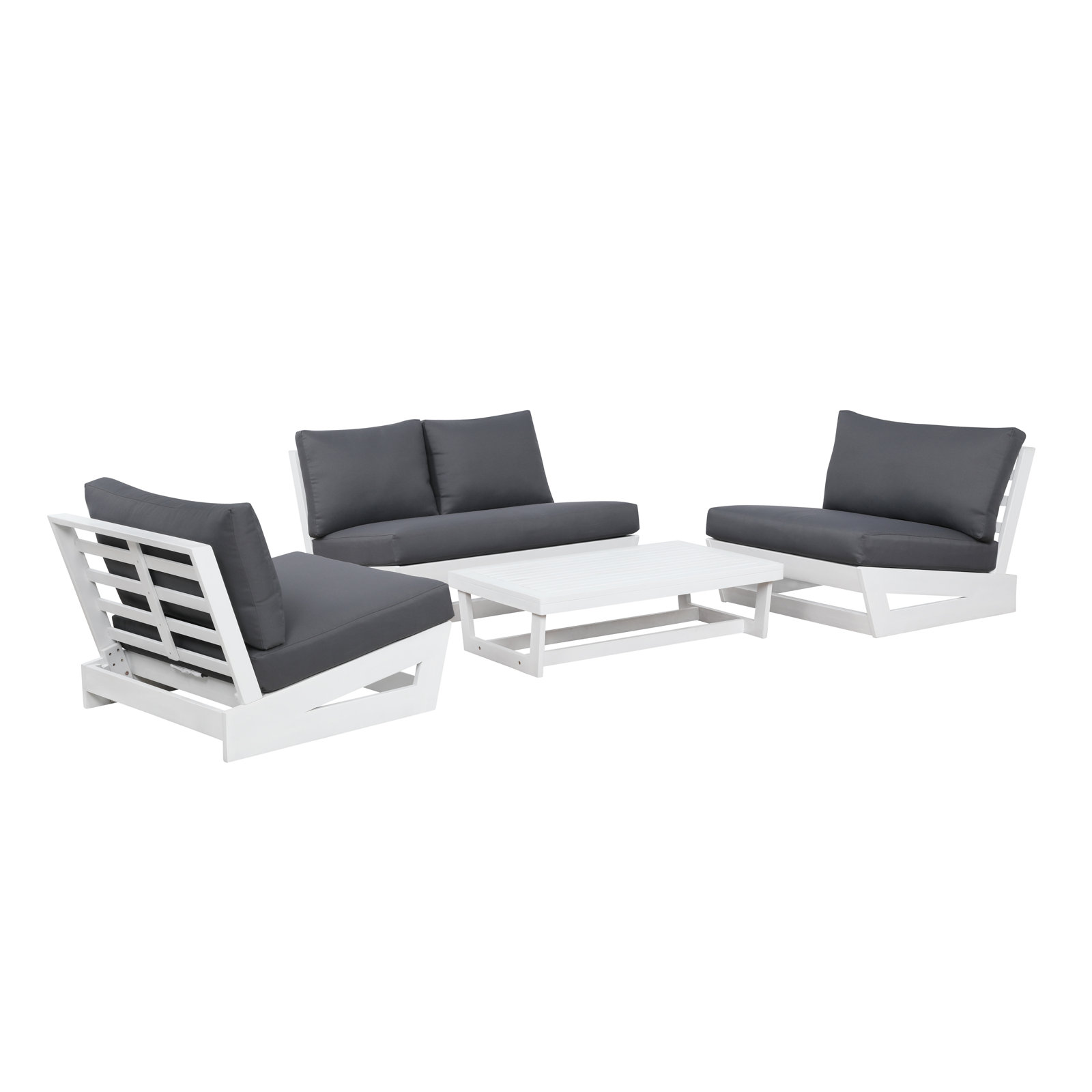 Fishbein Outdoor TK 4 Piece Set, Gray Cushion/White Frame