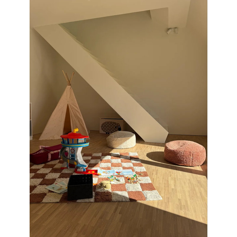 Washable Rug Kitchen Tiles Toffee, Rectangle 5'7" x 8'